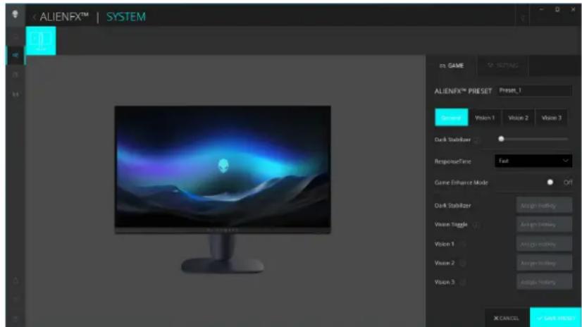 ALIENWARE AW2725DM - Réglage des fonctions de jeu - 1