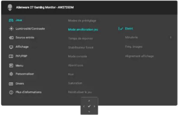 ALIENWARE AW2725DM - Accéder au menu du système - 3