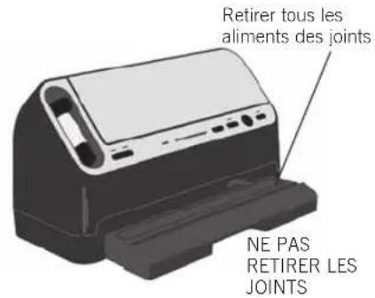 Retirer tous les aliments des joints NE PAS RETIRER LES JOINTS