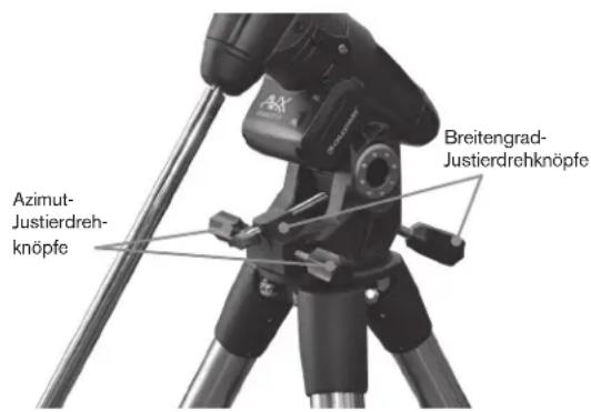 CELESTRON Advanced VX 7 Maksutov Cassegrain - Höhenjustierung der Montierung - 1