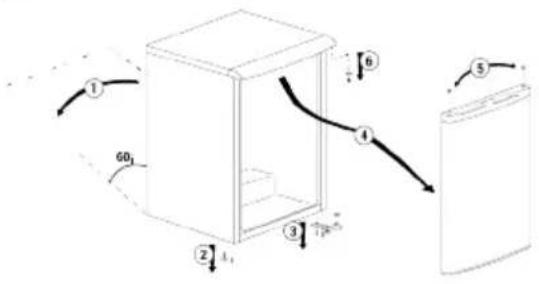 WHIRLPOOL W55R1 112W - Ändern der Türrichtung - 1