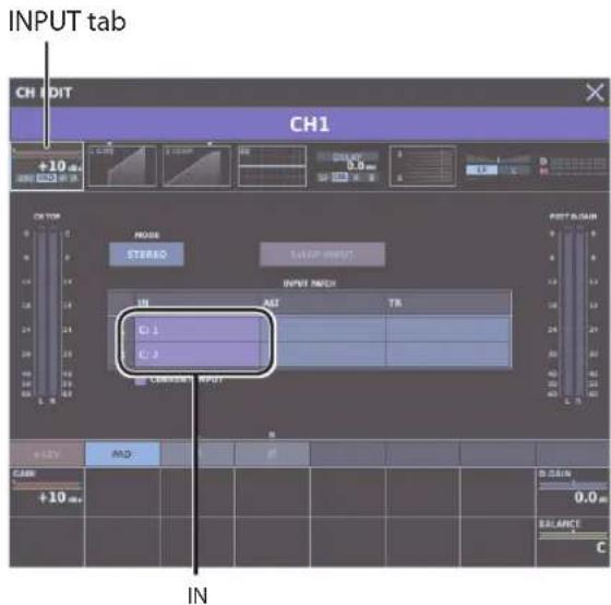 ROLAND M-5000C - Selecting the Source for an Input Channel - 1