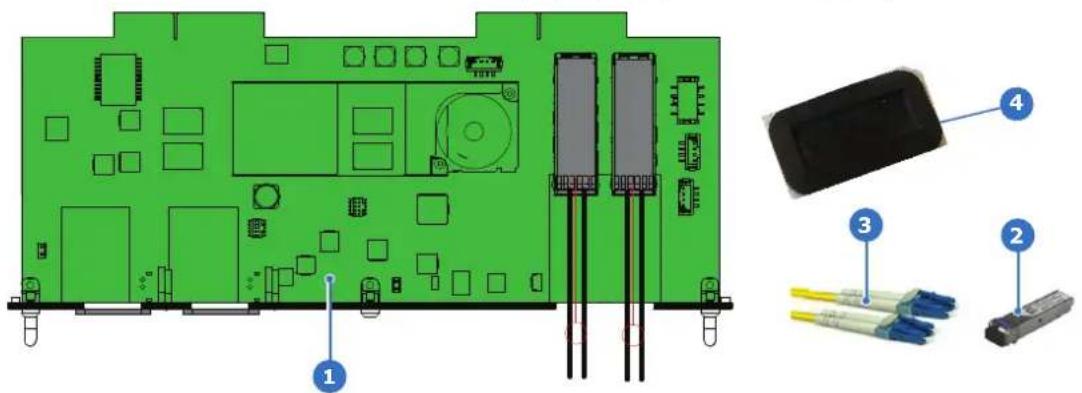 Barco QDX-W35 - A.1 使用ケース 1: SFP + トランシーバー + ファイバー接続(統合型または分離型) - 1