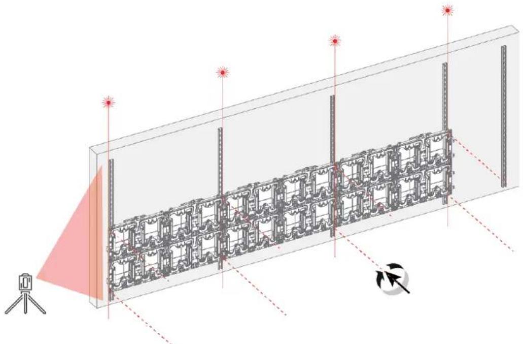 Barco TruePix TP0.9 - Installation des supports et des blocs de suspension à ressort de la première rangée. - 6
