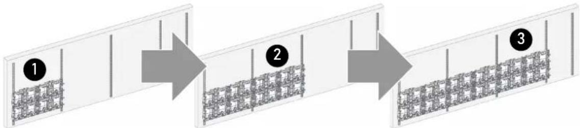 Barco TruePix TP0.9 - Installation des supports et des blocs de suspension à ressort de la première rangée. - 4