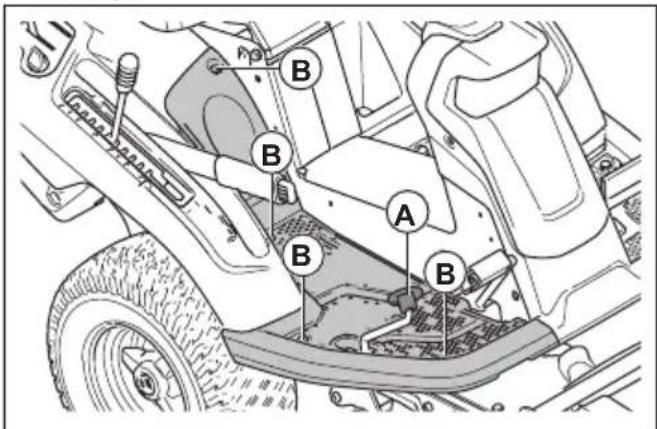 HUSQVARNA R 214T AWD - Odstranitev desne oporne plošče za nogo - 1