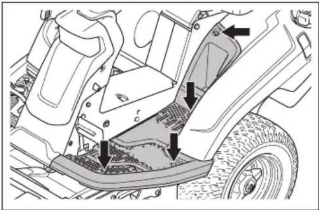 HUSQVARNA R 214T AWD - Pour retirer la plaque repose-pied gauche - 1