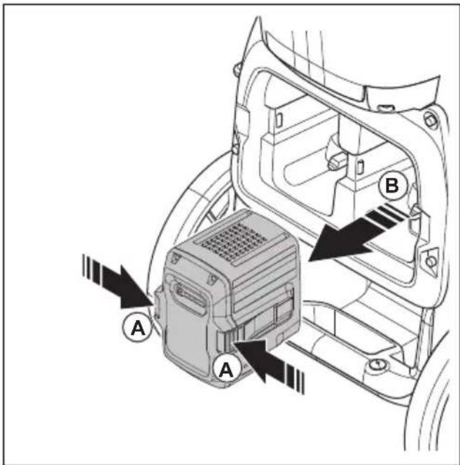 HUSQVARNA DE 110iH - De accu installeren en verwijderen - 5