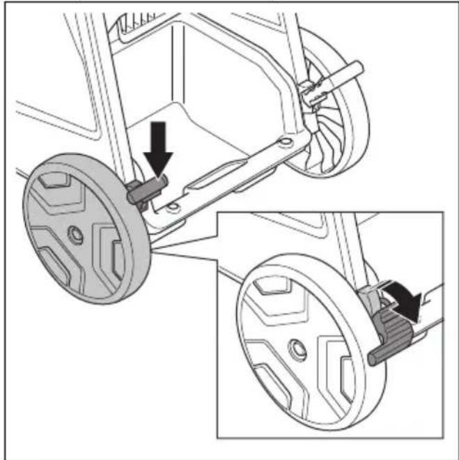 HUSQVARNA DE 110iH - Ver- und Entriegeln der Transporträder - 2