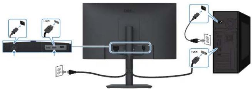 DELL Pro 24 Plus E2425HSM - Connexion du câble HDMI - 1