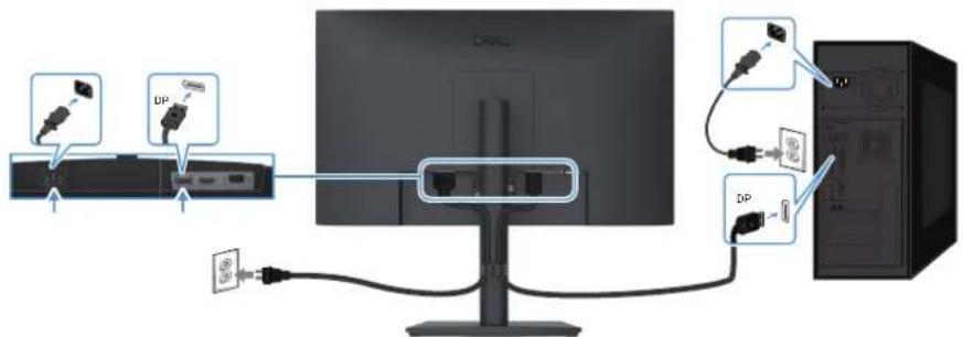DELL Pro 24 Plus E2425HSM - Connexion du câble DP - 1