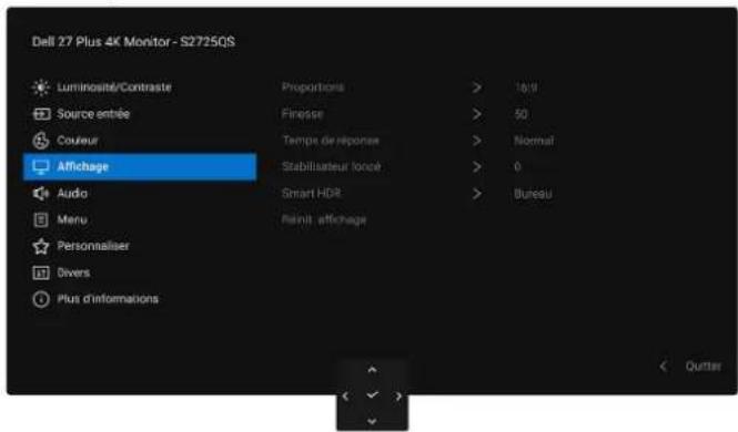 DELL 27 Plus 4K S2725QS - Icône Menu et sous-menu Description - 2