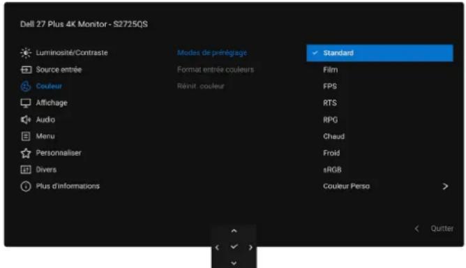 DELL 27 Plus 4K S2725QS - Modes de prépréglage - 1