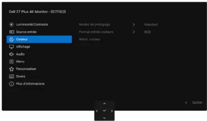 DELL 27 Plus 4K S2725QS - Icône Menu et sous-menu Description - 2