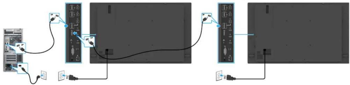 DELL Pro 75 Plus 4 P7525QT - Branchement du moniteur pour la fonction DisplayPort Multi-Stream Transport (MST) - 1