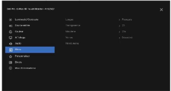 DELL Pro 75 Plus 4 P7525QT - Icône Menu et sous-menus Description - 2