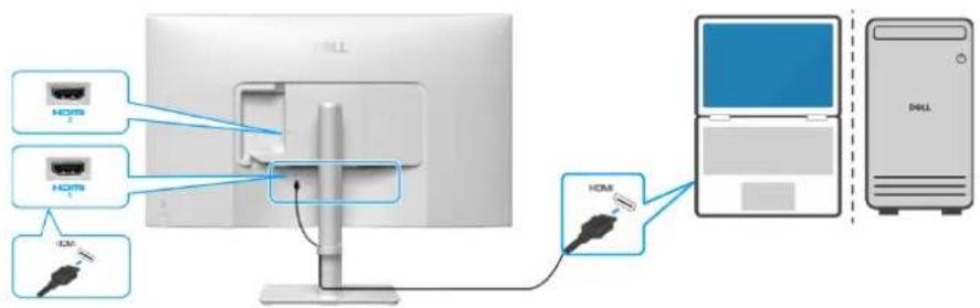DELL 32 Plus S3225QS - Branchement du cable HDMI - 1