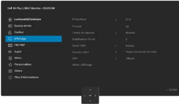 DELL 34 Plus S3425DW - Accéder au menu du système - 5