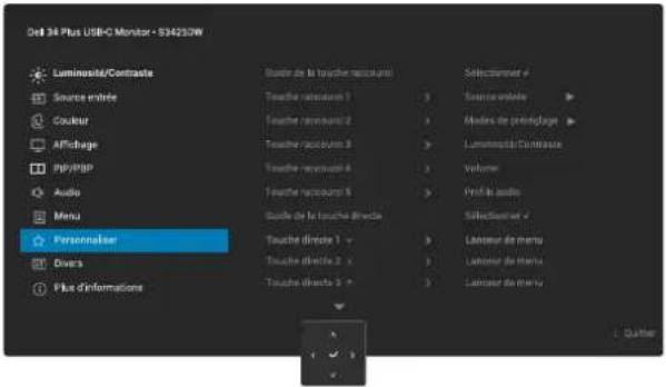 DELL 34 Plus S3425DW - Accéder au menu du système - 11