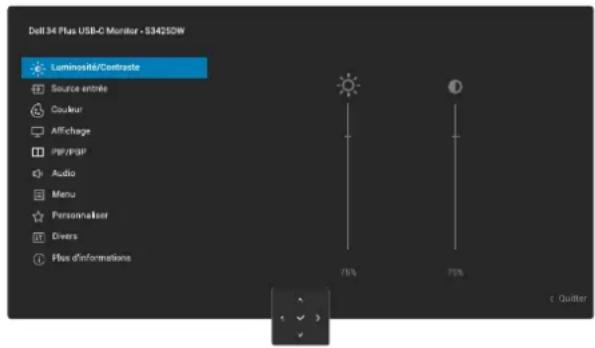 DELL 34 Plus S3425DW - Accéder au menu du système - 1