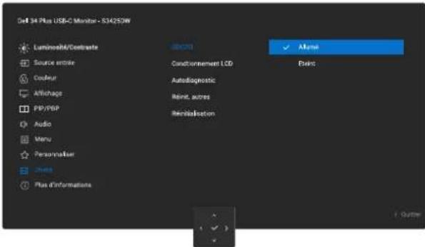 DELL 34 Plus S3425DW - Accéder au menu du système - 16
