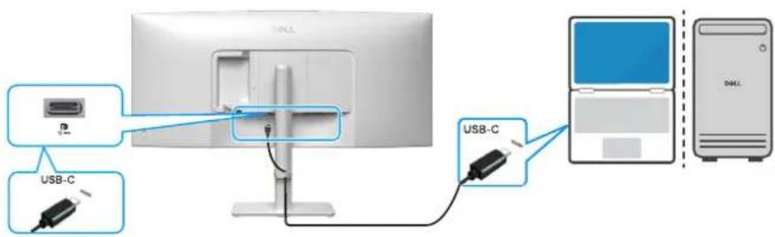 DELL 34 Plus S3425DW - Branchement du câble USB-C à C - 1
