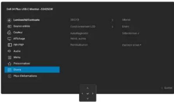 DELL 34 Plus S3425DW - Accéder au menu du système - 15
