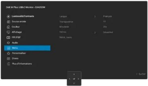 DELL 34 Plus S3425DW - Accéder au menu du système - 10