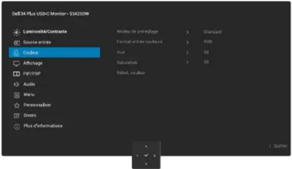 DELL 34 Plus S3425DW - Accéder au menu du système - 4