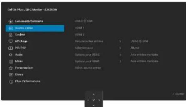DELL 34 Plus S3425DW - Accéder au menu du système - 3