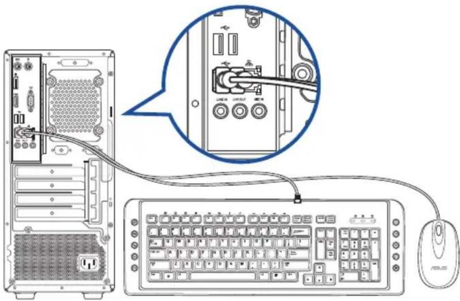 ASUS D700MC - การเชื่อมต่อแบ้นพิมพ์ USB และเมาส์ USB - 1
