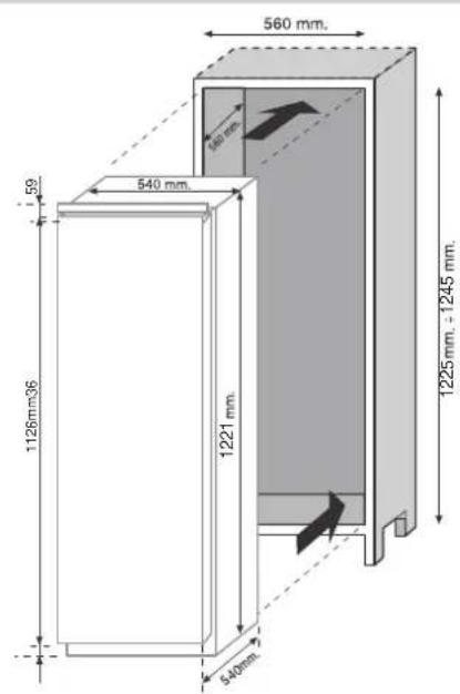 ROSIERES RBLP 220 NF - DIMENSIONI DEL PRODOTTO E DEL VANO DI INCASSO - 1