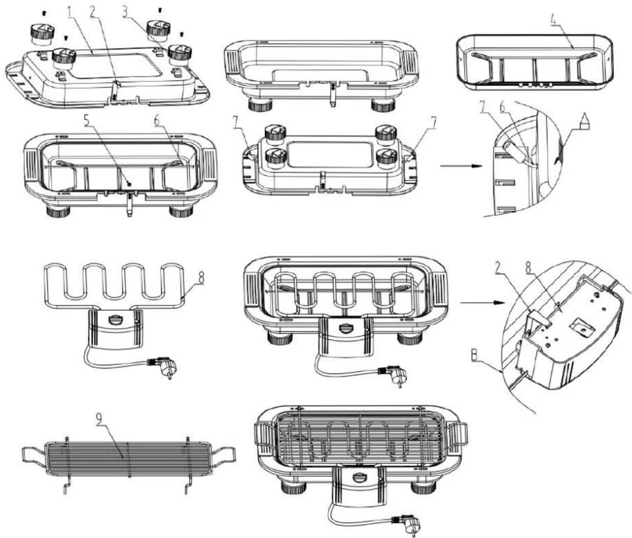 Melchioni BBQ2 - ASSEMBLER LE GRIL COMME INDIQUE SUR LE DESSIN - 1