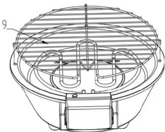 Melchioni BBQ1 - Putting the reflect plate on the body, three holes of reflect plate should align with three supports. - 3