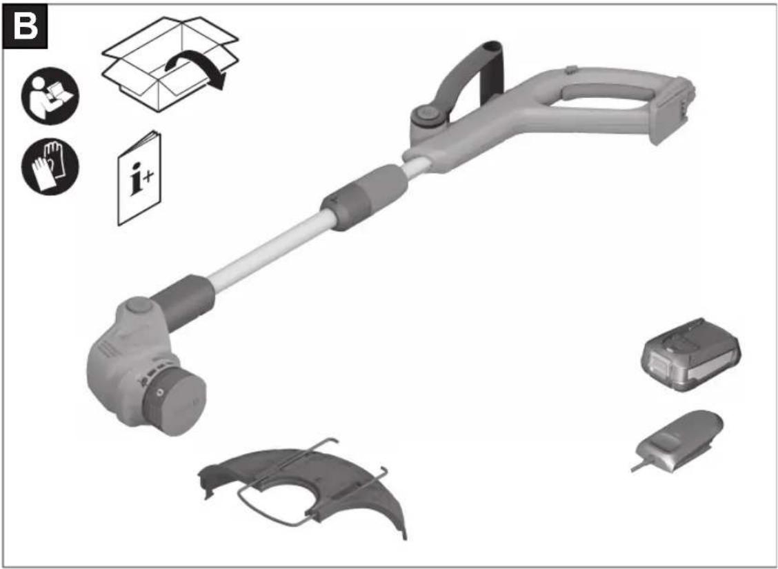 BOSCH UniversalGrassCut 18V-23-450 - Pornire/oprire (vezi figura J) - 1