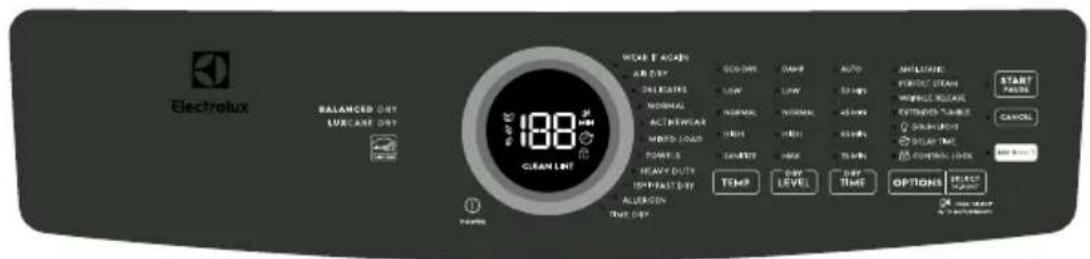 ELECTROLUX ELFG7738WH - Setting chart - 600 series dryer - 2