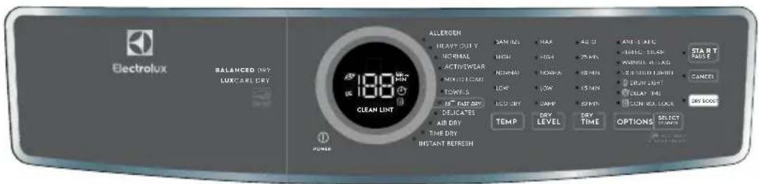 ELECTROLUX ELFG7738WH - Setting chart - 600 series dryer - 1