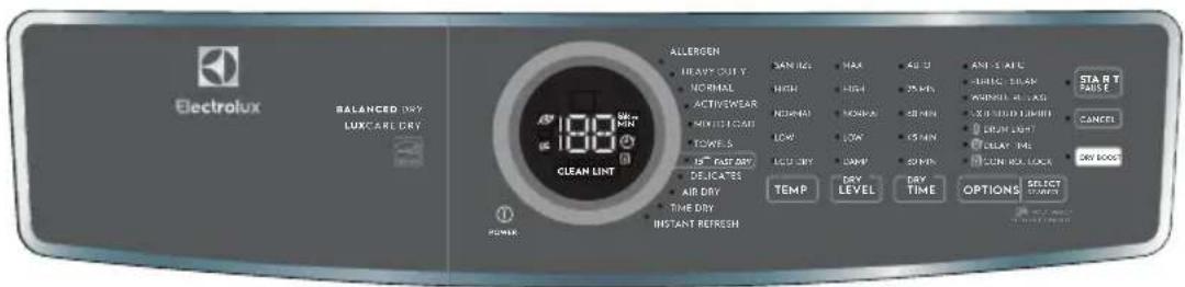 ELECTROLUX ELFG7537WH - Setting chart - 600 series dryer - 1
