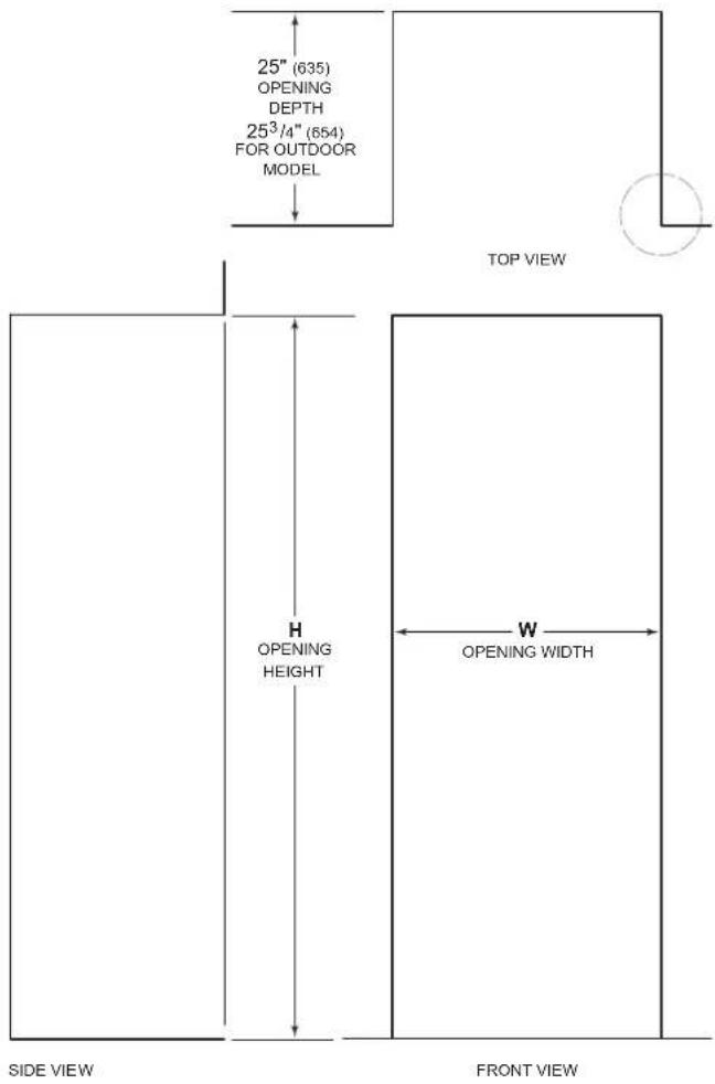 Sub-Zero DET3650RIDR - Opening Dimensions - 1
