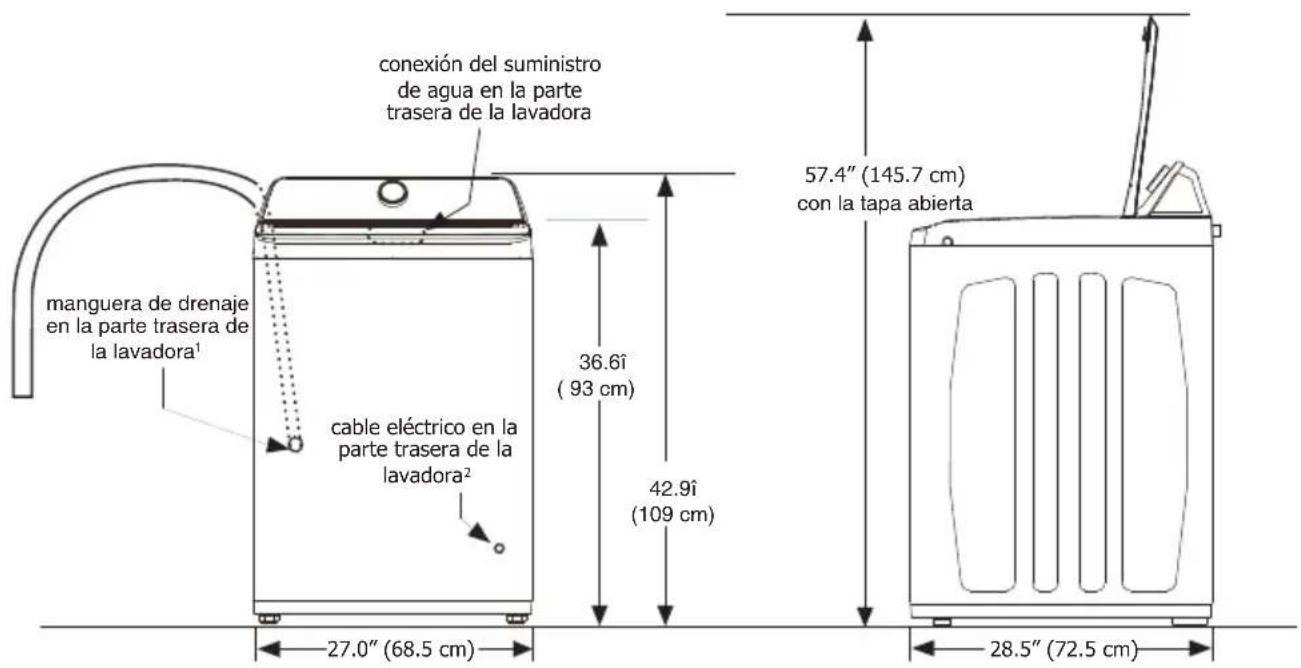 FRIGIDAIRE FLVW7523WH - Dimensiones de Lavadora - 1