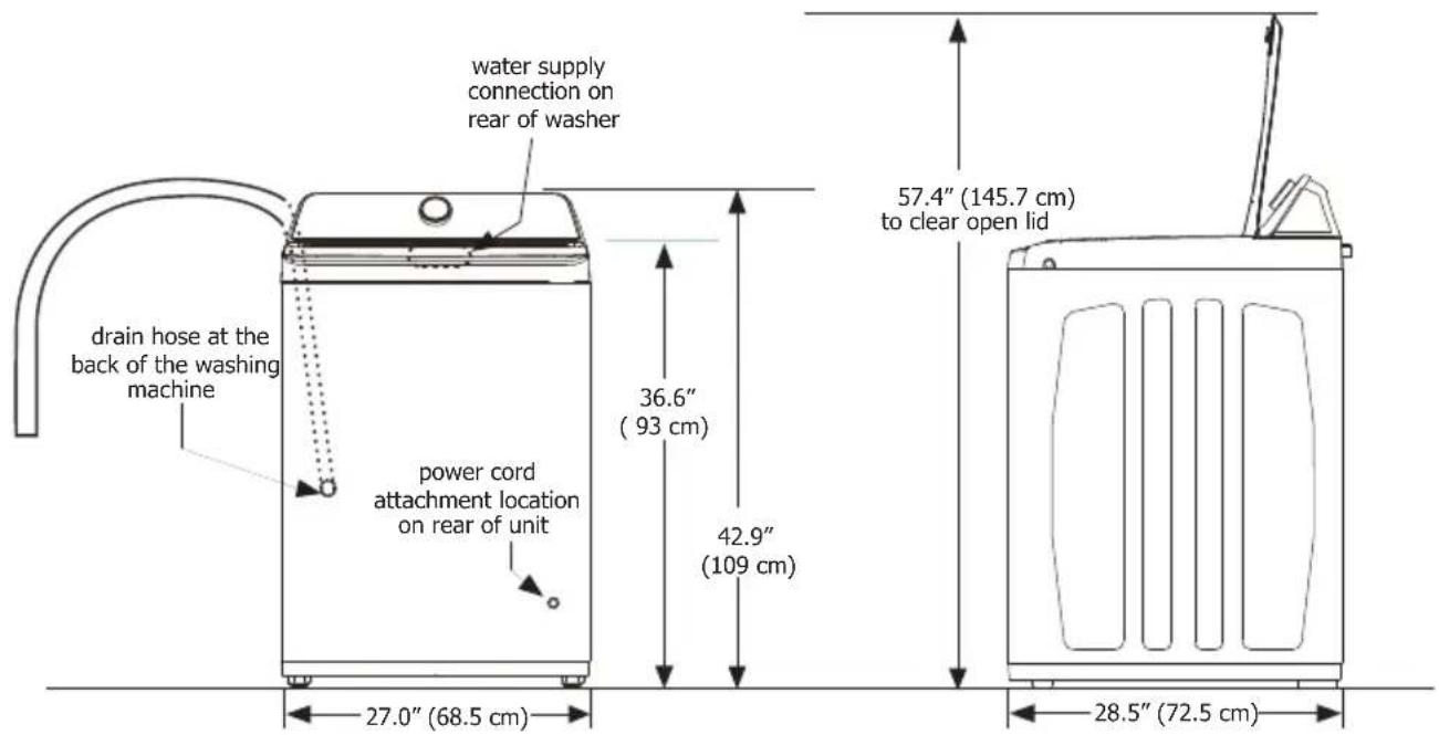 FRIGIDAIRE FLVW7523WH - Washer Dimensions - 1