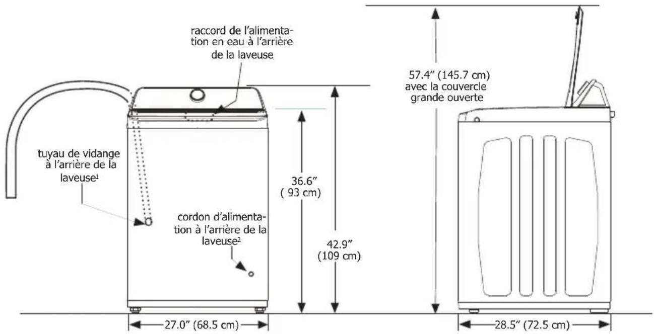 FRIGIDAIRE FLVW7523WH - Dimensions de laveuse - 1