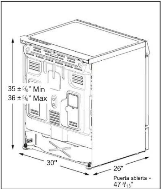 FRIGIDAIRE PCFI3080SS - Espacios y dimensiones - 2