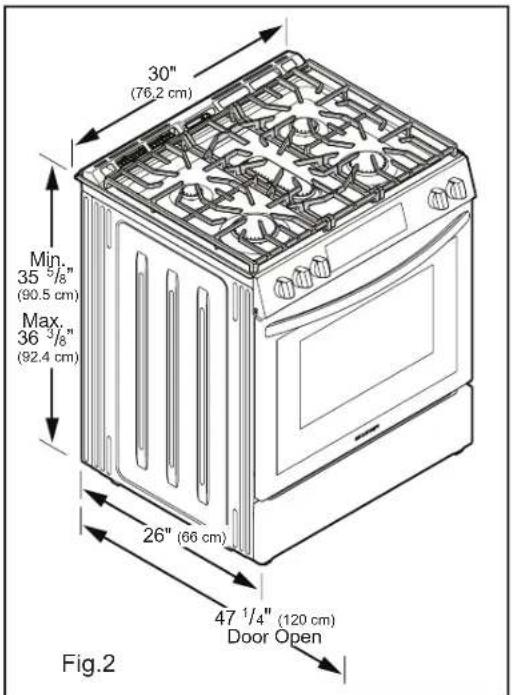 FRIGIDAIRE PCFG3080SS - Clearances and Dimensions - 2