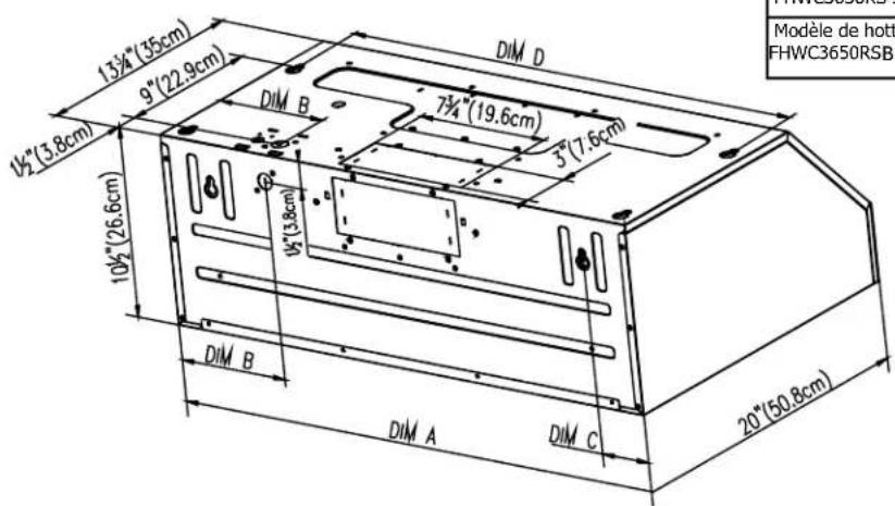 FRIGIDAIRE FHWC3050SS - DIMENSIONS DU PRODUIT - 1