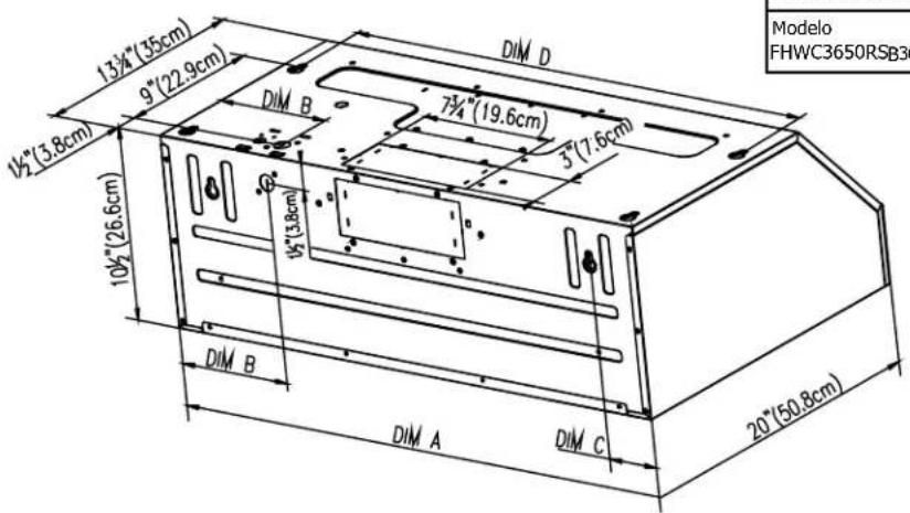 FRIGIDAIRE FHWC3650SS - DIMENSIONES DEL PRODUCTO - 1