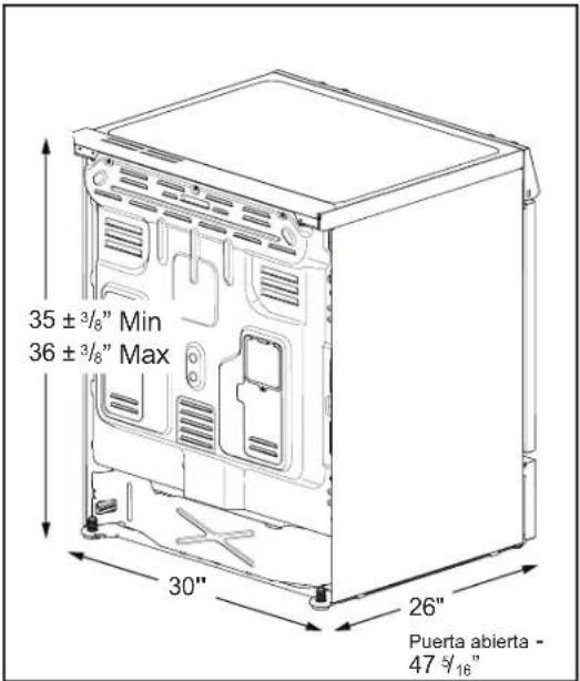 FRIGIDAIRE GCFE3060SS - Espacios y dimensiones - 2
