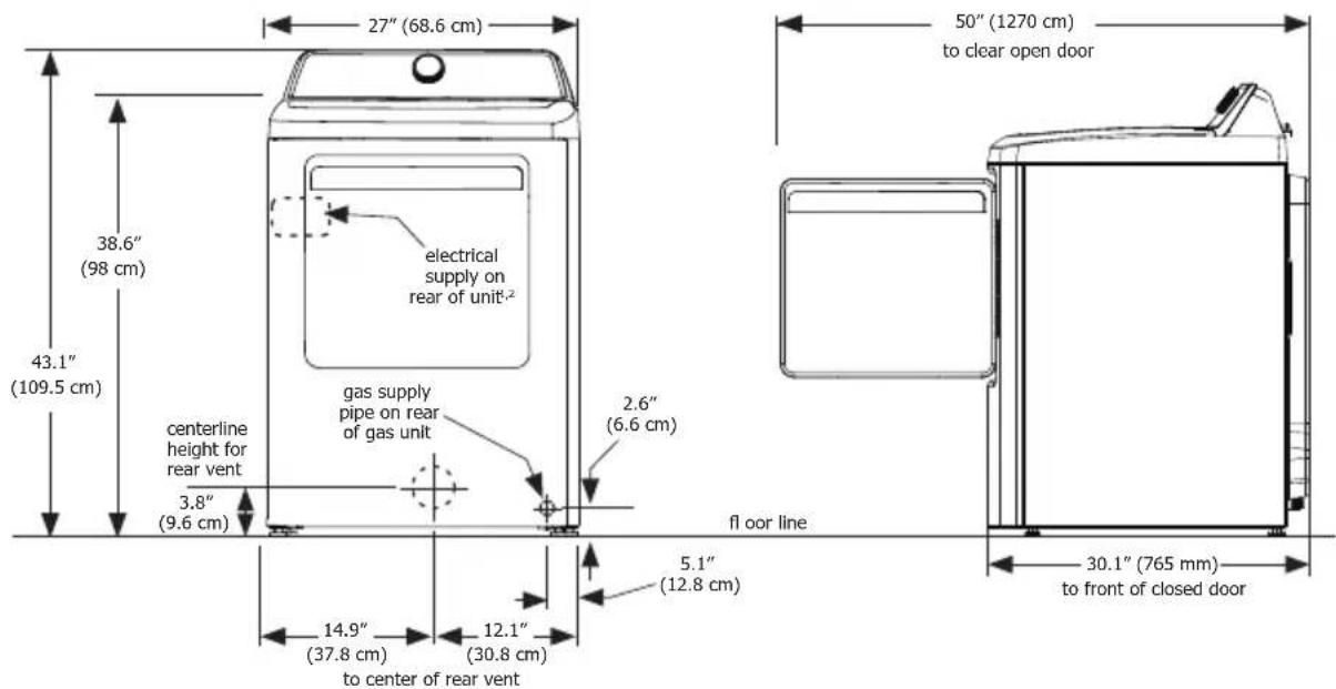 FRIGIDAIRE FLVG7523WH - Installation in a Recess or Closet - 4