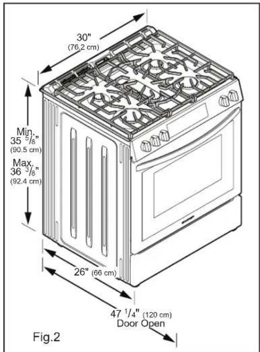 FRIGIDAIRE FCFG3062WH - Clearances and Dimensions - 2