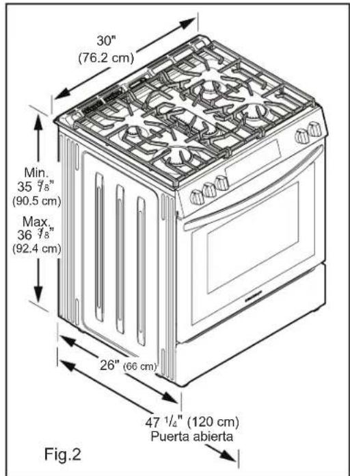 FRIGIDAIRE FCFG3062WH - Espacios libres y dimensiones - 2